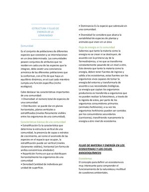 Estructura Y Flujo De Energía De La Comunidad