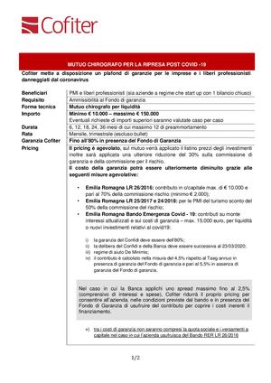 Cofiter Plafond Garanzie Per Ripresa Post Covid 19 26 03 2020