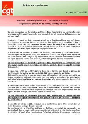 Fonction Publique N°1 (fiche DLAJ) Suspension De Contrat Fin De Contrat Activité Partielle