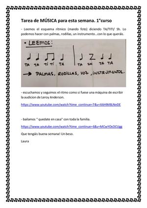 Tarea De Música Para Primero
