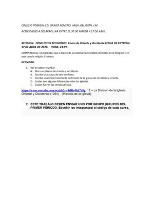 T Rabajo De Religión Conflicto