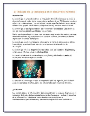 El Impacto De La Tecnología En El Desarrollo Humano