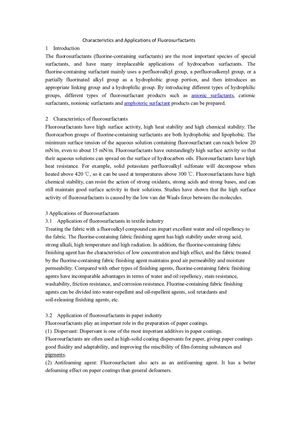 Characteristics And Applications Of Fluorosurfactants