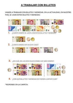 Matematica Manejo del dinero..TALLER DE APOYO PEDAGÓGICO