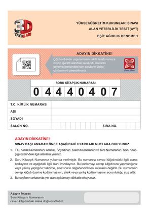 AYT (Eşit Ağırlık) 5'li Paket Deneme