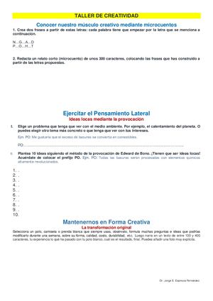 Formato 5 Taller Creatividad