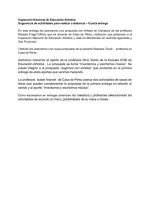 Aportes Educación Artística - Cuarta Entrega