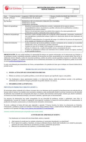 Guía: Problemas Del Espacio Urbano