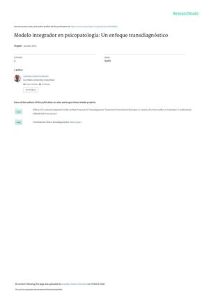 Modelo Transdiagnostico De La Psicopatologia