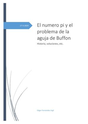 el numero pi y el problema de la aguja de Buffon