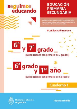 PRIMARIA SECUNDARIA 6to 7mo Grado 1er Año Cuaderno 1