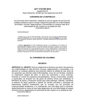 10. Ley 1733 De 2014