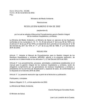 15. Resolución 1164 De 2002