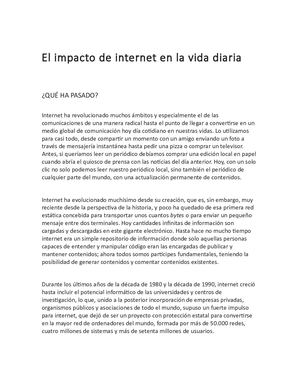 El Impacto De Internet En La Vida Diaria