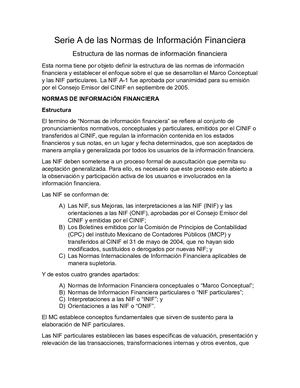 Serie A De Las Normas De Información Financiera