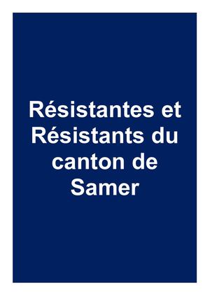 Résistantes Et Résistants Du Canton De Samer
