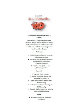 Salumeria Borsetto Menu Pasqua