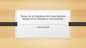 Temas De La Literatura Del Renacimiento