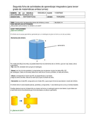Ficha 2  De Matemáticas III Tercer Grado