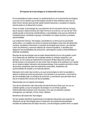 El Impacto De La Tecnología En El Desarrollo Humano