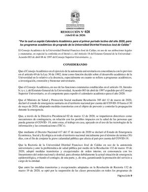 Pdf Calendario Academico Ud 2020