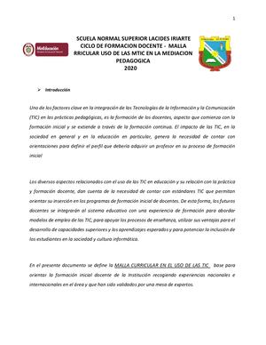 Malla Curricular Ciclo De Formación Docente 2020