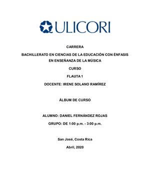 ÁLbum De Curso e informe del concierto Flauta 1
