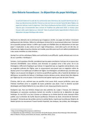 Une Théorie Hasardeuse La Déposition Du Pape Hérétique