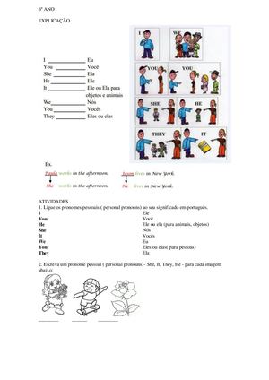 Atividades De Língua Inglesa, Parte 2 - 6º Ano