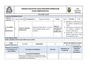 Plan Clase Demostrativa