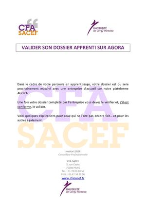 Valider Son Dossier Apprenti Sur Agora Ucp 2019