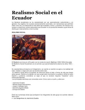 Realismo Social En El Ecuador