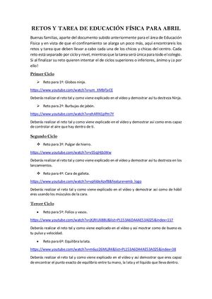 Tareas Educación Física Para Abril