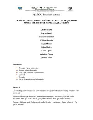 Adaptación para teatro: DILES QUE NO ME MATEN