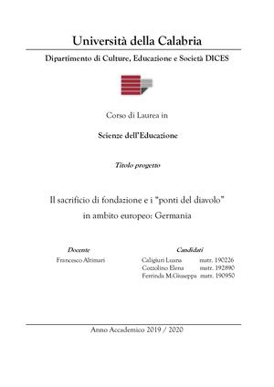 Tesina Il Sacrificio Di Fondazione E I Ponti Del Diavolo In Ambito Europeo