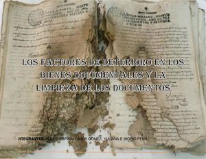LOS FACTORES DE DETERIORO EN LOS BIENE DOCUMENTALES Y LA LIMPIEZA DE LOS DOCUMENTOS