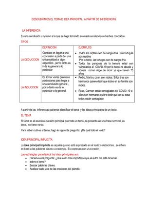 Sesión 1 - Tema e idea principal
