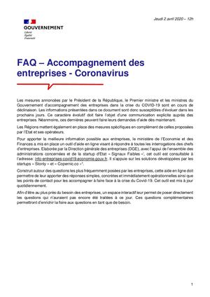 FAQ - Coronavirus Accompagnement des Entreprises