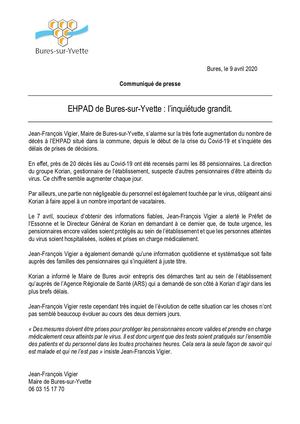 Communiqué De Presse Situation Ehpad Bures Sur Yvette