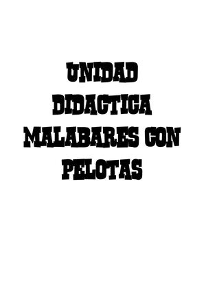 Unidad Didactica Malabares Con Pelotas