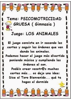 Trabajamos La Psicomotricidad Gruesa Juego De Los Animales