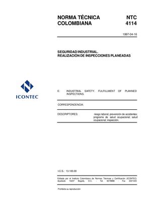 Ntc 4114 Realizacion De Inspecciones Planeadas Icontec