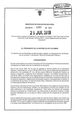 Decreto 1330 Del 25 De Julio De 2019