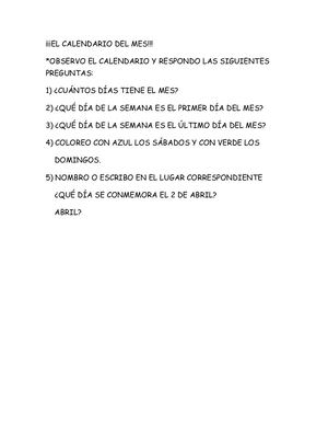 Calendario Abril
