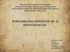 Línea Del Tiempo de los Antecedentes Históricos de la Administración