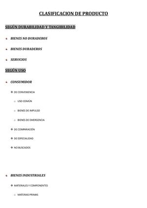 Clasificacion De Producto