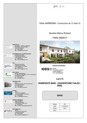 DPGF Lot N°4 - CHARPENTE BOIS - COUVERTURE TUILES - ZING. - Villas HARMONIA - Construction De 12 Villas T5