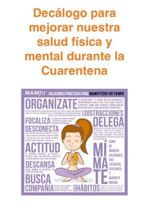 Decálogo Para Mejorar Nuestra Salud Física Y Mental Durante La Cuarentena