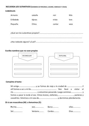 FICHA A. Repaso Sustantivos Gº Nº.
