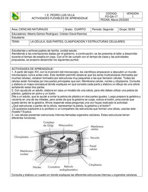 Taller Ciencias Grado 4 Periodo 2